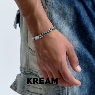 KREAM 贝壳珠宝扣 嘻哈古巴手链男款轻奢小众高级感钛钢饰品