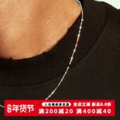 KREAM 纯银 超细锁骨链彩色滴油圆珠项链男毛衣链女