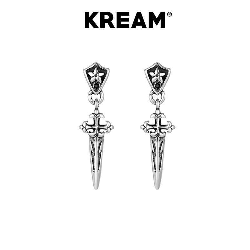 KREAM做旧鸢尾十字剑耳钉耳坠
