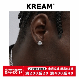 【潮WOO专属】KREAM S925 纯银雪花莫桑石耳钉男女嘻哈同款