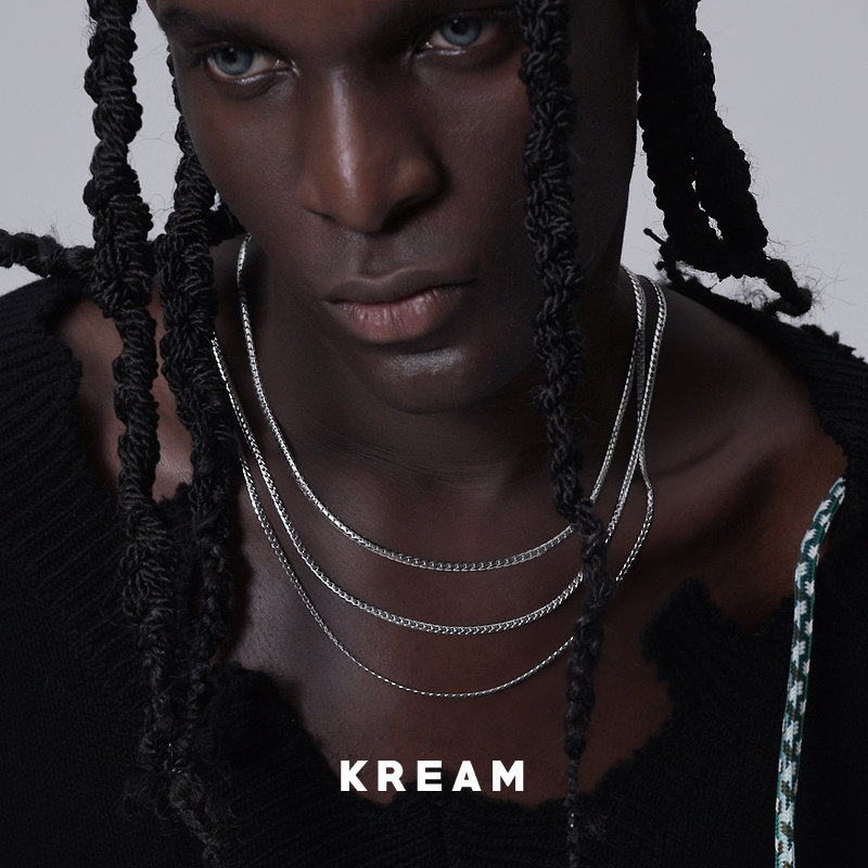 KREAM纯银银加密古巴锁骨链图片