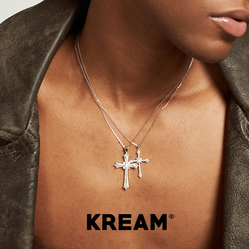 KREAM 纯银 满钻十字项链男女欧美潮流情侣锁骨链 cross necklace