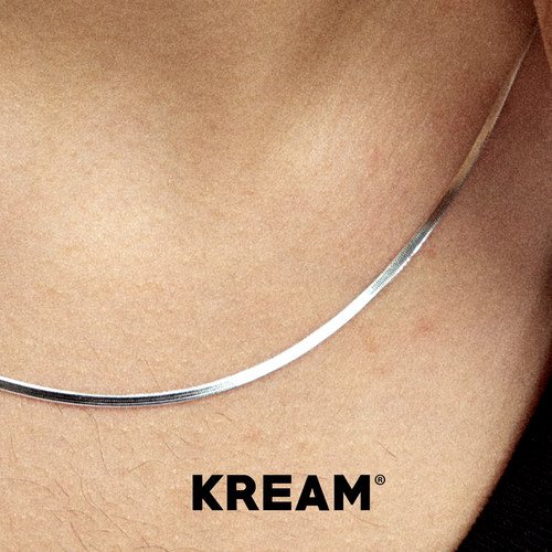 KREAM 925银细扁蛇骨项链男欧美潮流刀片链极简百搭锁骨链女
