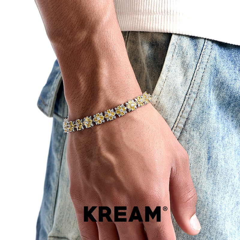 KREAM 雪花黄钻手链男嘻哈女同款潮流情侣饰品欧美