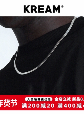 KREAM S925 纯银 4mm扁蛇链男女同款锁骨项链 snake chain 蛇骨链