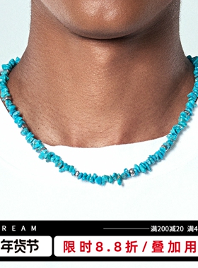 KREAM 原创不规则绿松石串珠项链男嘻哈女欧美潮流毛衣锁骨链情侣