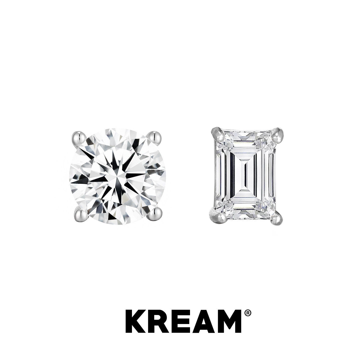 KREAM 925银 飞碟扣莫桑石耳钉男嘻哈女轻奢潮流长方圆钻礼物