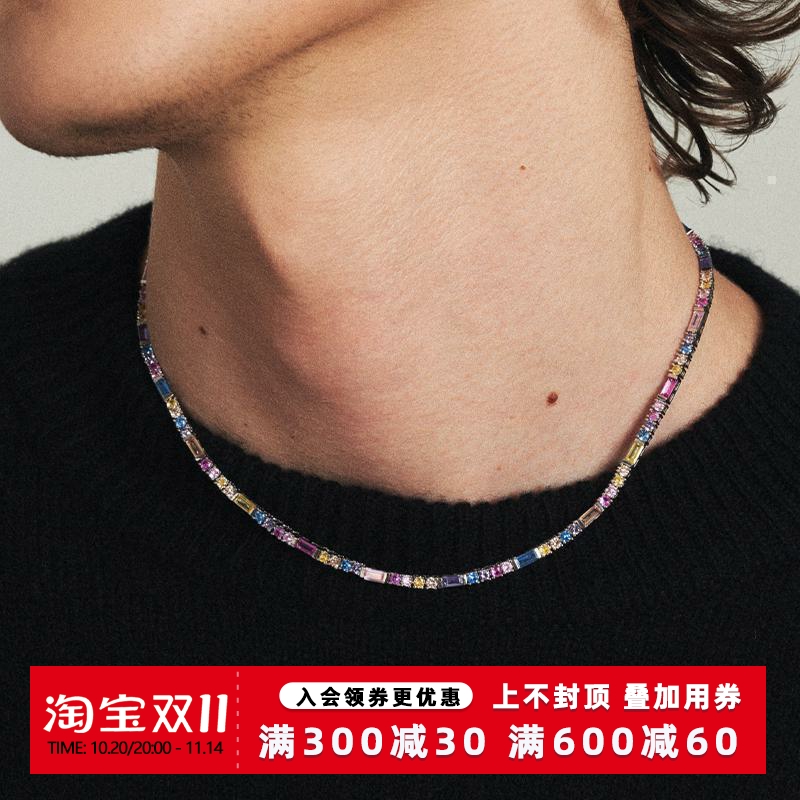 KREAM 细彩色锆石满钻项链男嘻哈女同款锁骨链