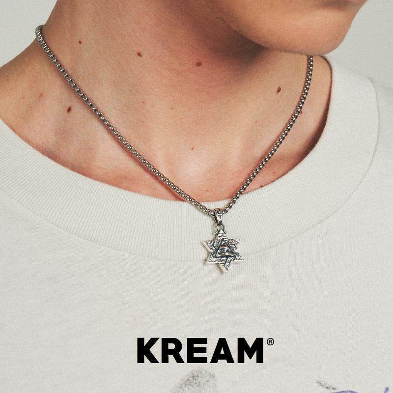 KREAM 纯银做旧六芒星吊坠项链男女同款