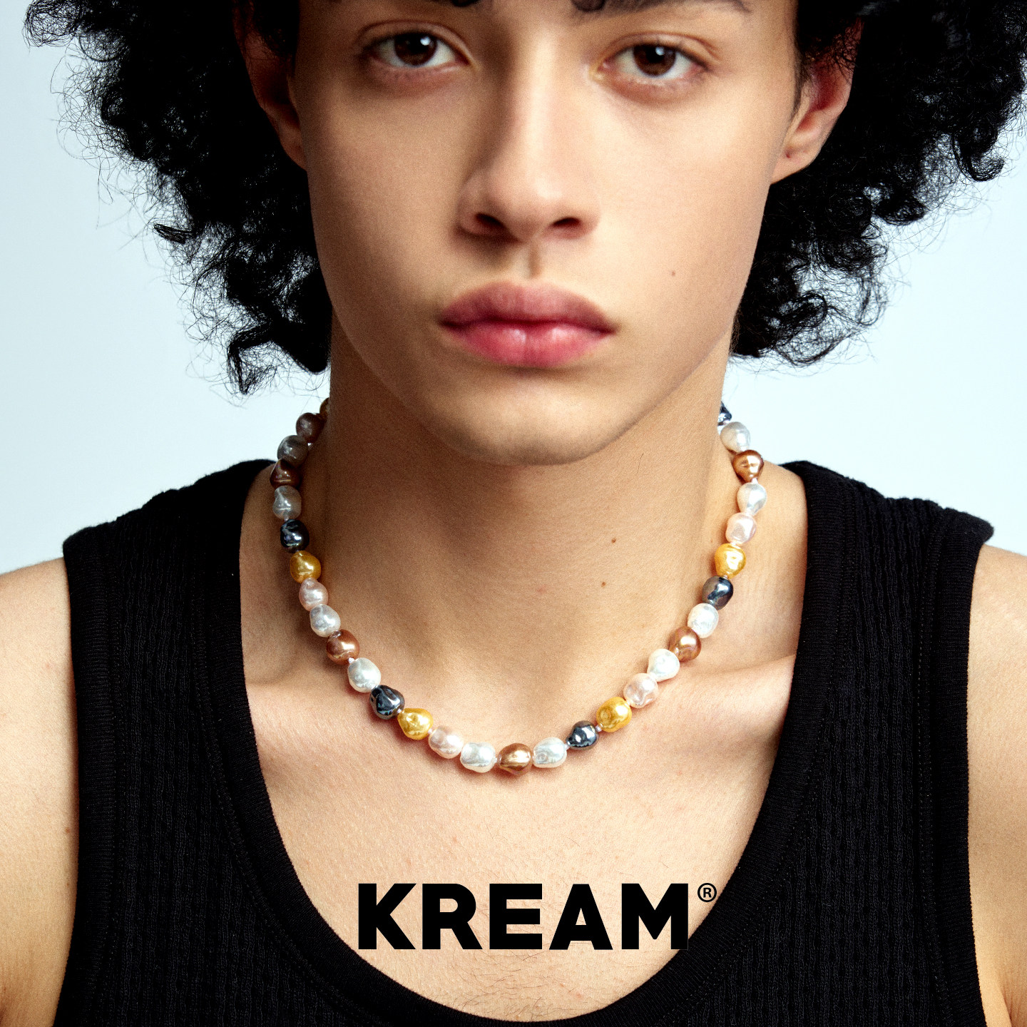 KREAM 彩色异形巴洛克贝珠项链男嘻哈女欧美气质复古锁骨链