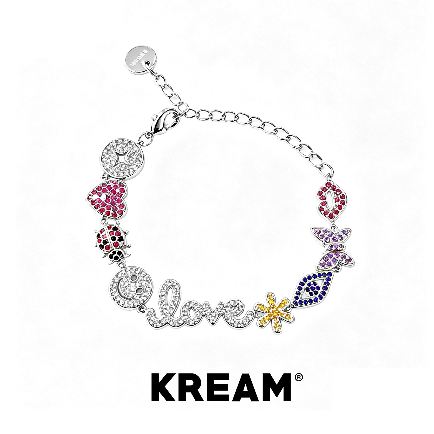 KREAM 彩钻卡通爱心笑脸蝴蝶手链男嘻哈女欧美潮流个性情侣礼物