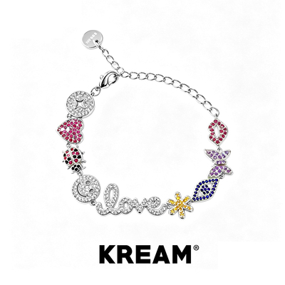 KREAM 彩钻卡通爱心笑脸蝴蝶手链男嘻哈女欧美潮流个性情侣礼物