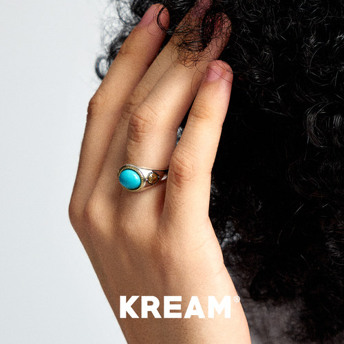 KREAM 925银复古做旧绿松元素戒指男嘻哈女欧美潮流轻奢指环礼物