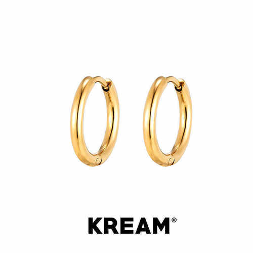 KREAM 镀18K金 耳环男女情侣简约素耳圈高级耳钉嘻哈潮流