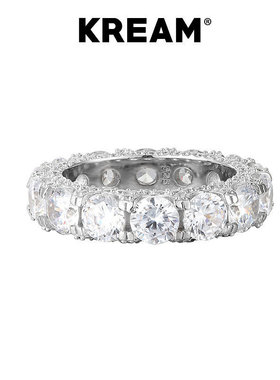 KREAM ice out ring S925纯银镀白金闪钻锆石戒指男女情侣戒指
