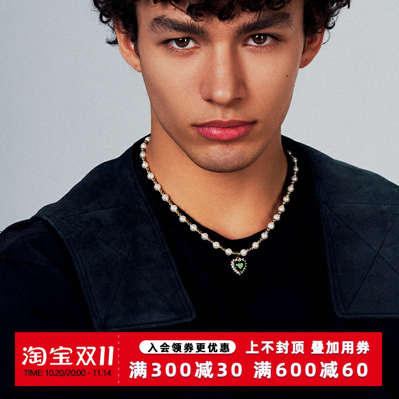KREAM贝珠彩钻爱心项链