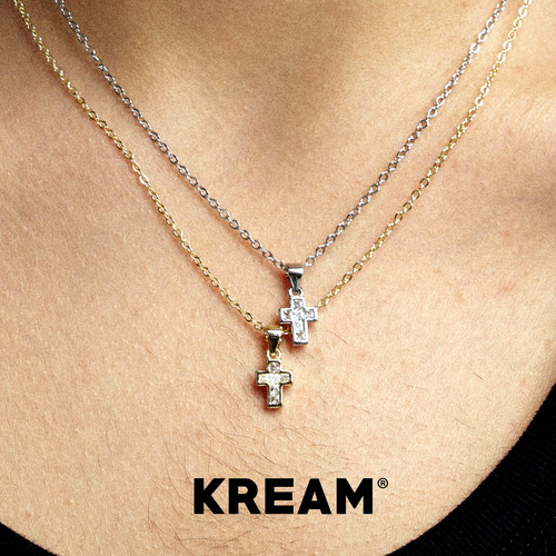 KREAM 小方钻十字项链男嘻哈女精致百搭潮流简约气质锁骨链坠情侣