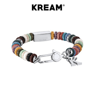 李斯丹妮同款 KREAM 原創(chuàng) 彩色火山石手鏈男嘻哈女拼接CREATE方塊