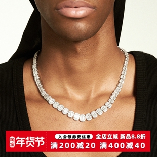 KREAM 满钻大小渐变项链男女同款欧美潮流 hiphop chain