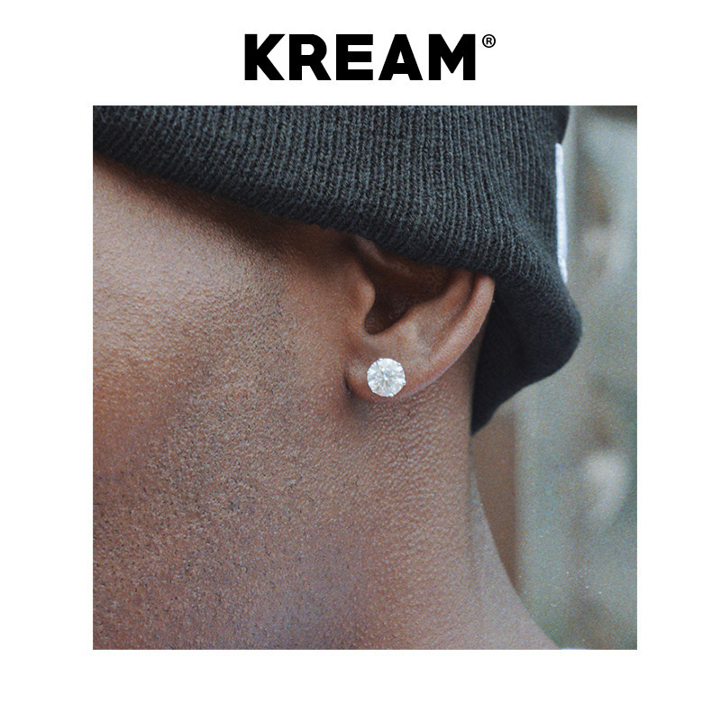 纯银莫桑嘻哈风钻石耳钉