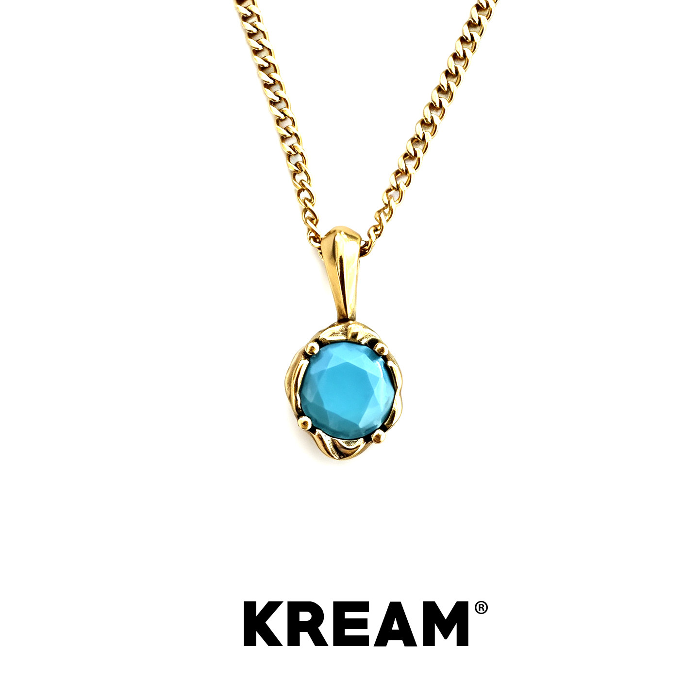 KREAM 纯银镀金 绿松元素绿钻吊坠男欧美潮流女项链