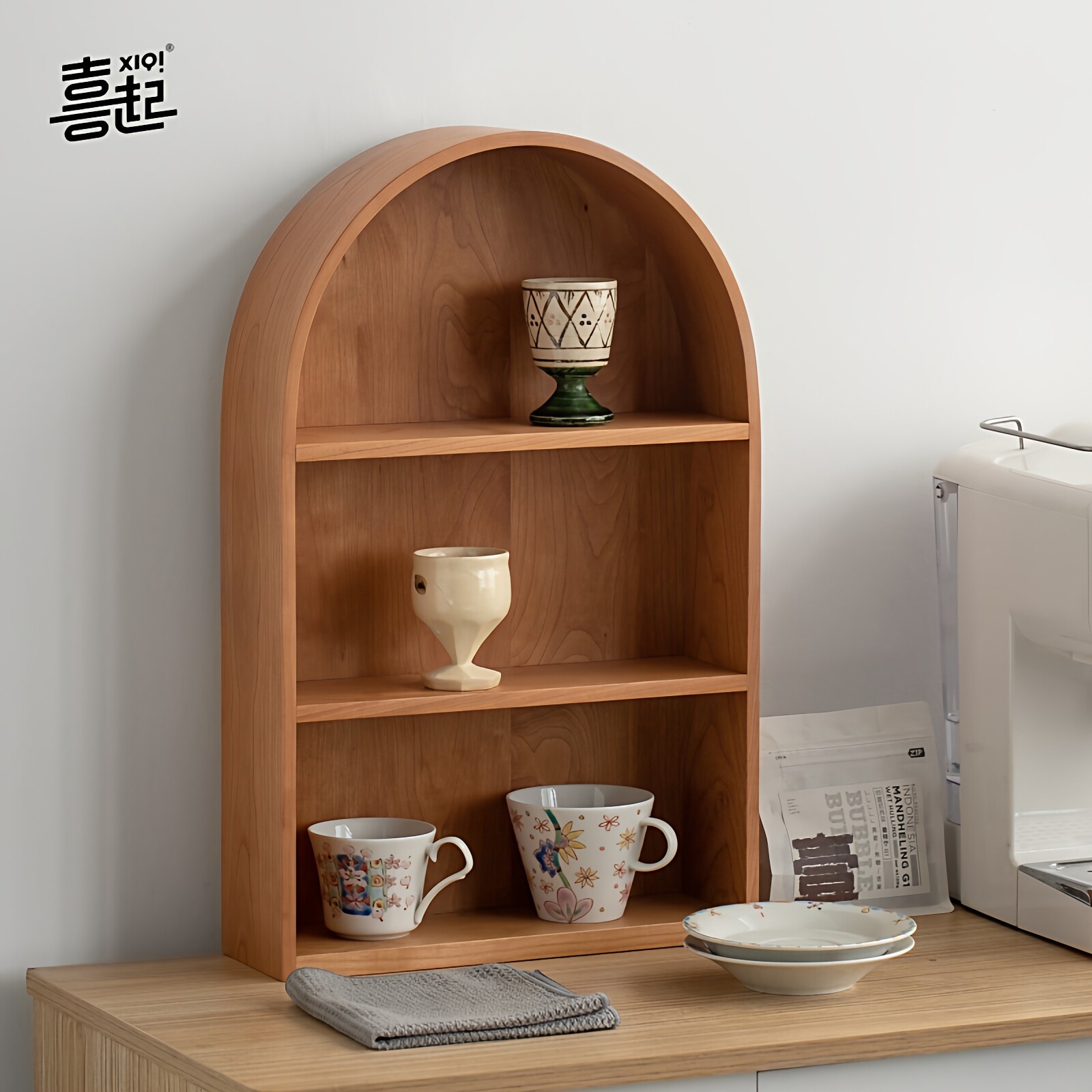 黑胡桃木桌面茶具置物架 实木壁挂水杯手办盲盒摆件多层收纳架子