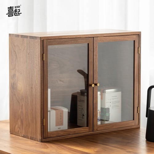 实木防尘柜桌面化妆品置物架手办