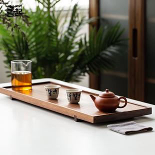 日式 黑胡桃木整块实木茶盘 木质茶具托盘 中式 干泡茶台 干泡茶盘