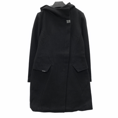 圣迪剪了标女秋冬高领连帽时尚百搭中长款毛呢大衣 52％绵羊毛