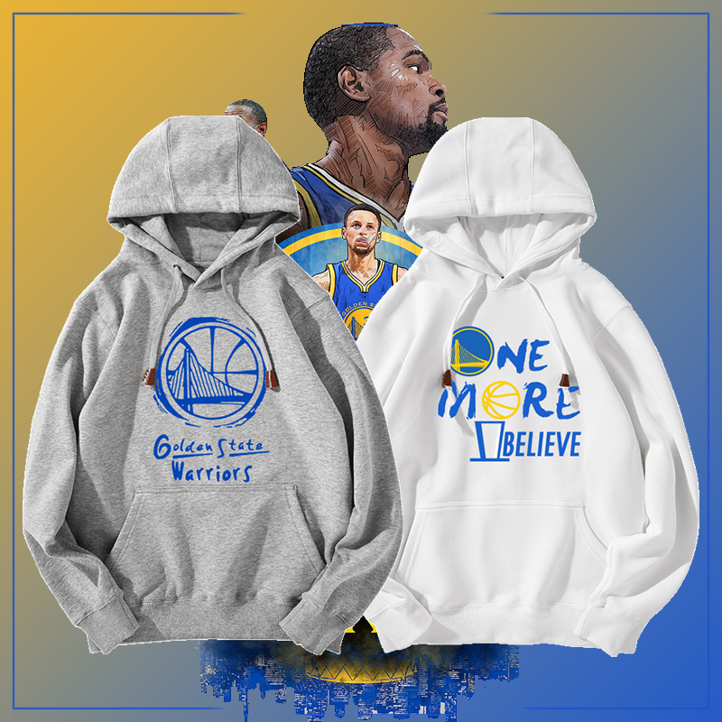 篮球勇士Warriors库里新款运动外套保暖休闲连帽衫套头卫衣可定制