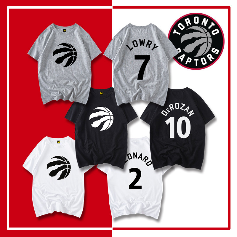 猛龙伦纳德洛瑞德罗赞纯棉篮球运动短袖T恤大码训练透气半袖t恤衫