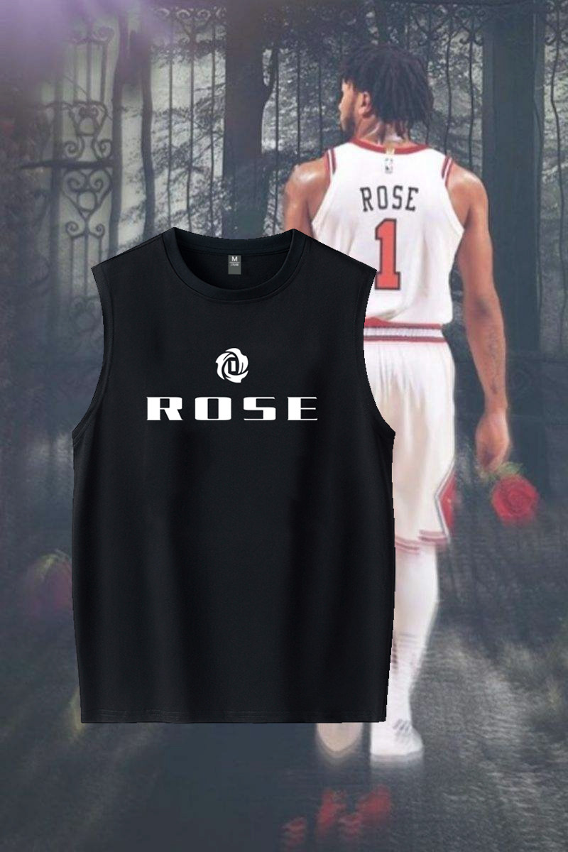 纯棉运动风城玫瑰rose罗斯宽松无袖训练球衣t恤大码透气健身背心