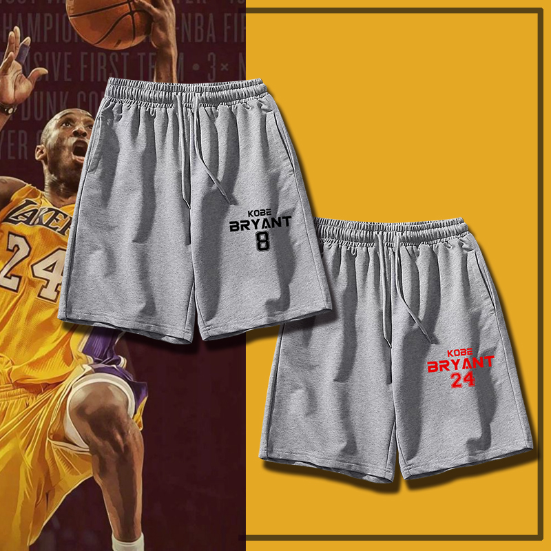 纯棉韩版湖人lakers黑曼巴科比kobe篮球运动短裤宽松透气五分裤男