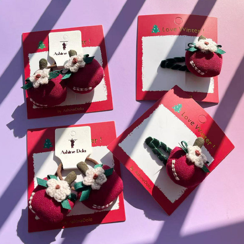 森系布艺卡通蔬果发圈安哥拉红苹果皮筋女孩可爱扎头星星发绳发饰