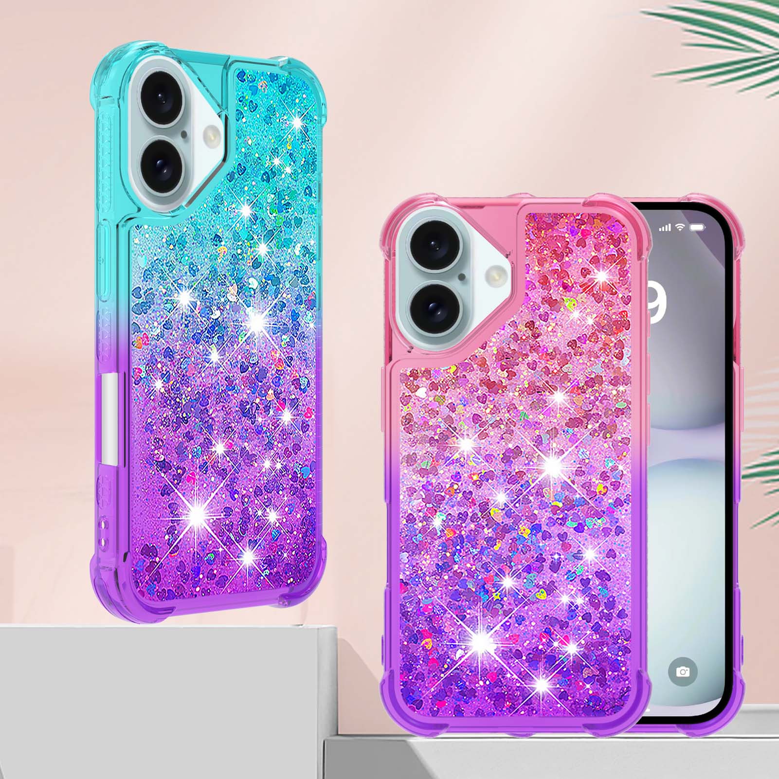 渐变闪粉流沙适用iPhone16手机壳苹果15promax防摔14时尚x保护套
