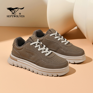 七匹狼男士厚底休闲板鞋百搭增高复古低帮鞋潮流男鞋软底鞋子系带