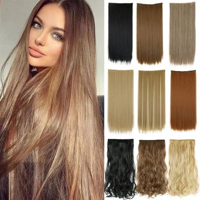Ladies Long Straight Synthetic Fiber Closure Top Wig with BB