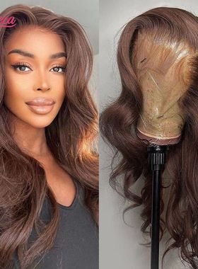 Chocolate Brown Body Wave Lace Front Wig Transparent Lace Fr