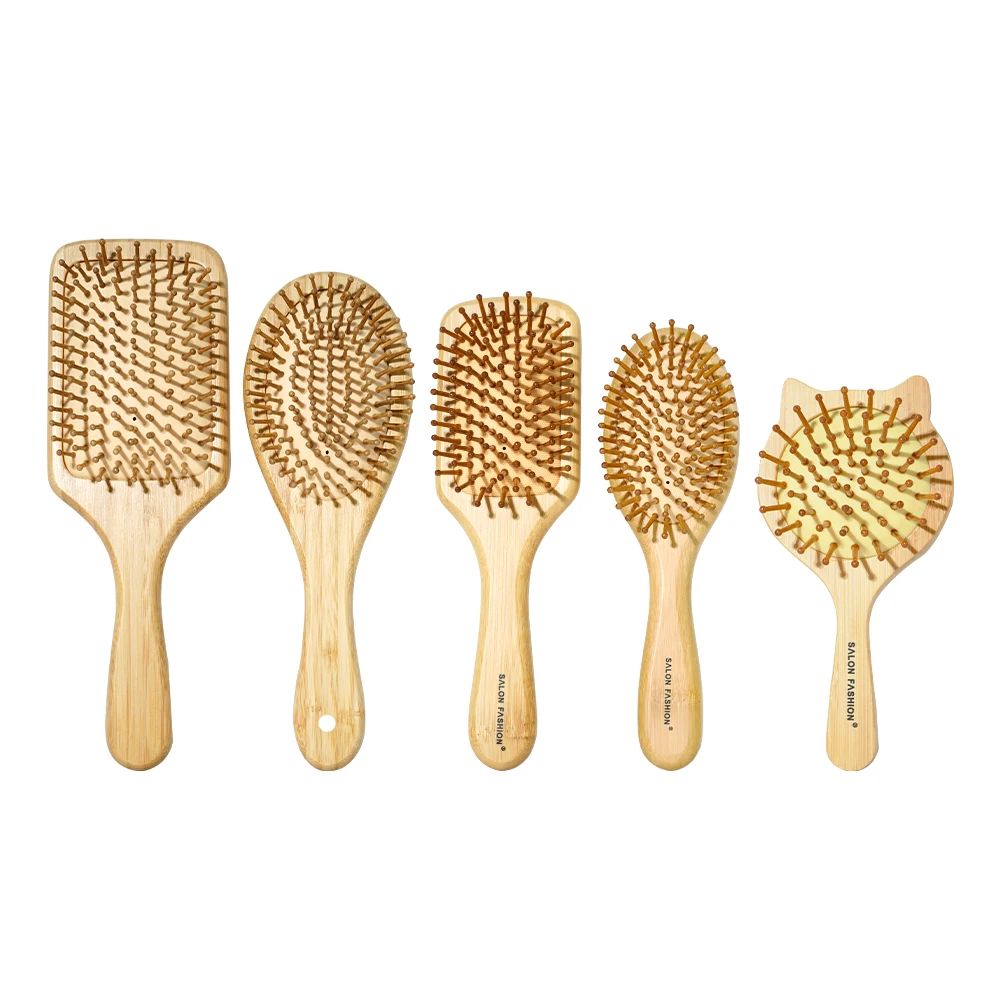 Cute Cat Wooden Comb Bamboo Massage Hair Combs Natural Anti-