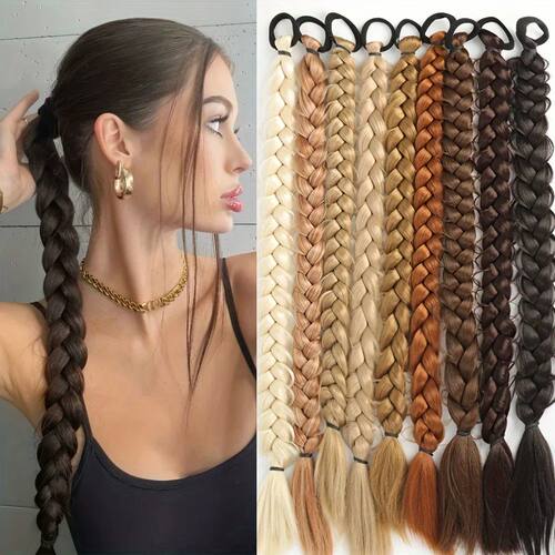 24 Inch Synthetic Long Braided Ponytail Hair Extensions For