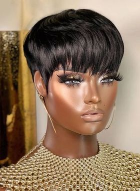 Short Human Hair Wigs Pixie Cut Straight perruque bresillien