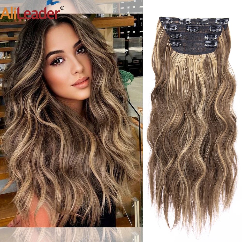 4Pcs/Set 20Inch Synthetic Hair Clip In Long Wavy Thick Hairp