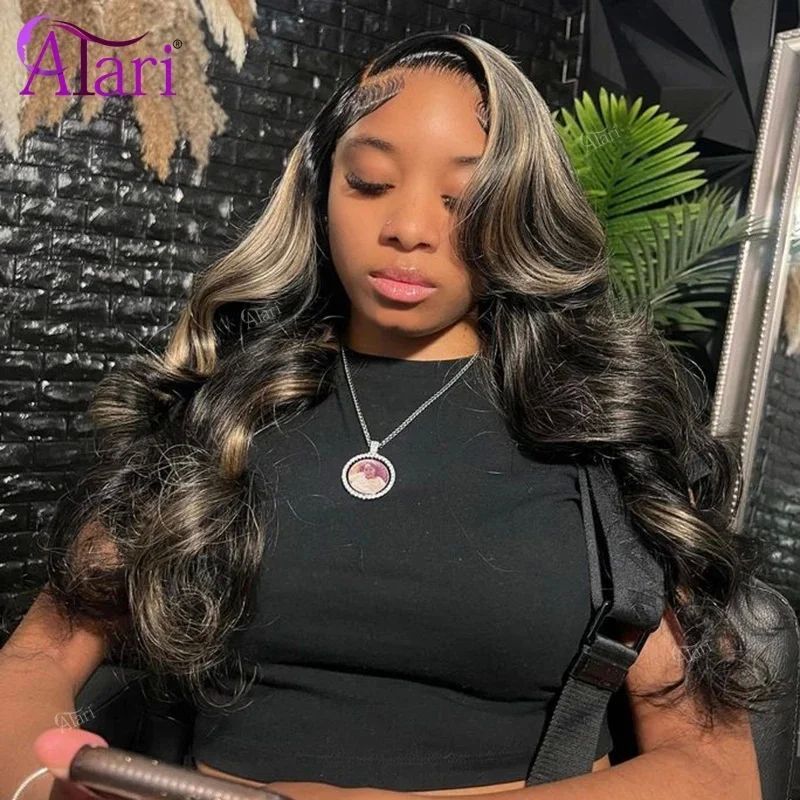 13x6 Lace Frontal Body Wave Human Hair Wigs Blonde 27 with B