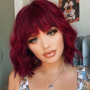 HAIRJOY Hair Synthetic Bob Wigs Wig Curly Bangs Short with