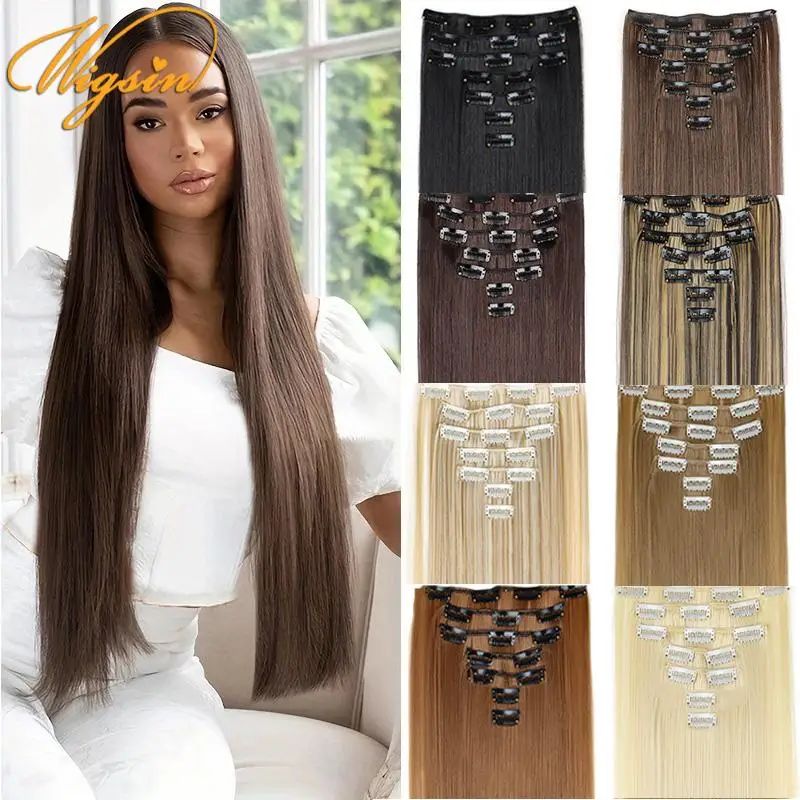 WIGSIN 24Inch Synthetic 7Pcs/set Long Straight Hair Extensio