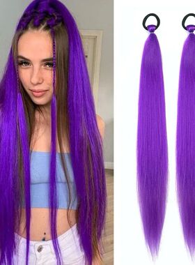 2PC Synthetic Purple Ponytail Extension with Rubber Band Lon