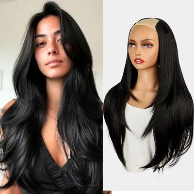 WIGSIN 22Inch Synthetic Long Straight Layered Clip-in Hair E