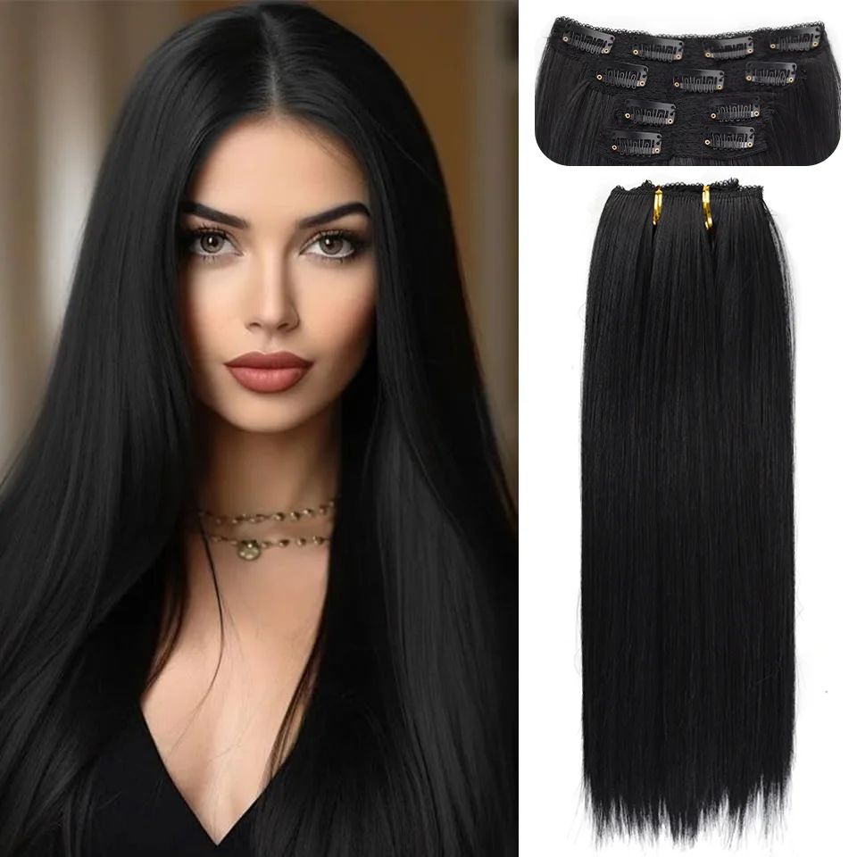 LUPU Synthetic Hair Extensions Hairpiece 5 Clips Short Strai