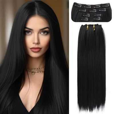 LUPU Synthetic Hair Extensions Hairpiece 5 Clips Short Strai