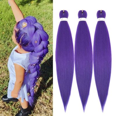 Long Purple Braiding Hair Pre Stretched Synthetic Braiding H